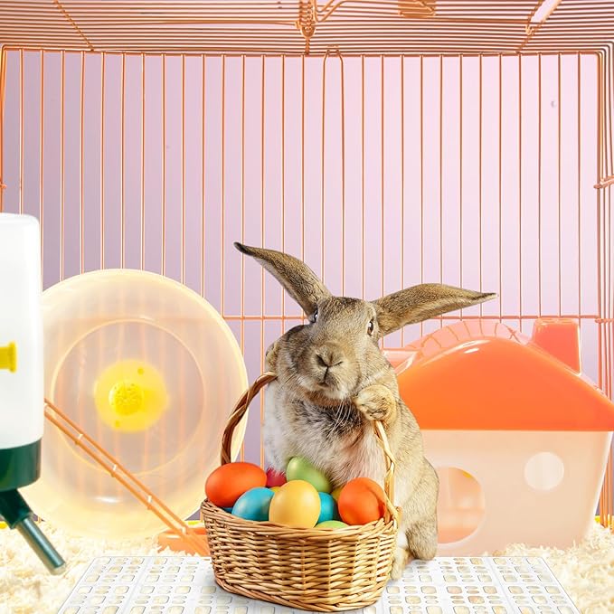 BBTO 24 Pieces Plastic Rabbit Cage Mat Durable Rabbit Feet Pad Small Animal Feet Pad Cage Resting Mat with a Convenient Connectors, Bunny Pads for Easy Cleaning for Bunny Rat Guinea Cats(White)