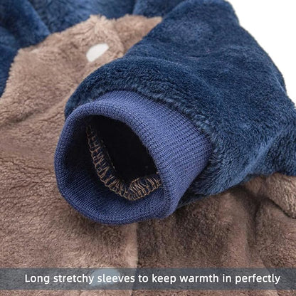 FabriCastle Dog Hoodie Sweater for Small Dogs Boy and Girl, Small Dog Clothes XS XXS Puppy Sweatshirt, Pet Outfit, Cat Clothing Super Soft Warm Snap On Closure (Khaki-Navy, X-Large)