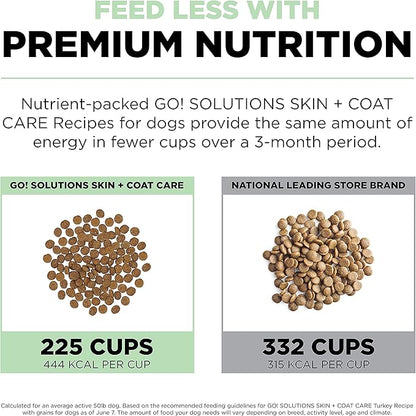 Go! Solutions Skin + Coat Care, Dry Dog Food, Turkey Recipe with Grains, 3.5 lb Bag