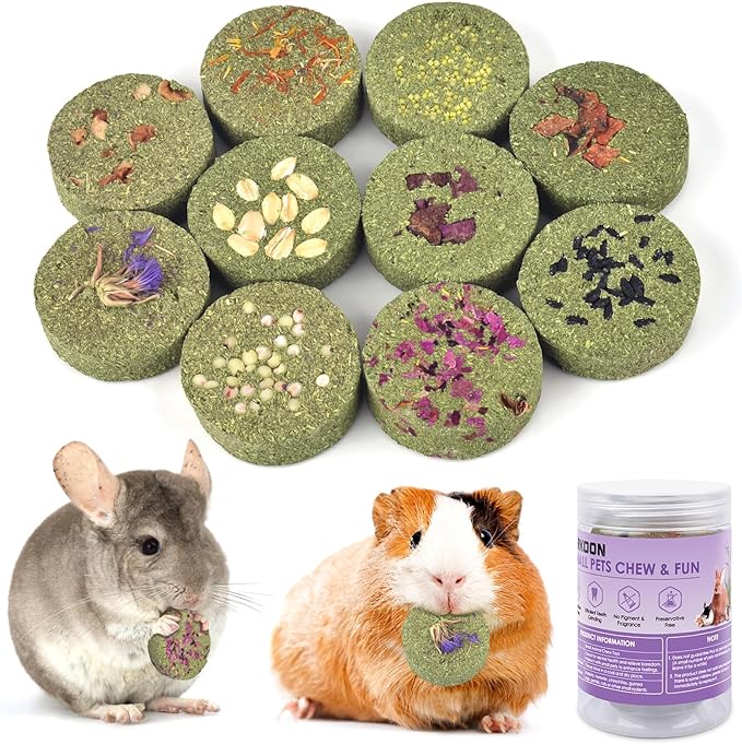 ERKOON Treats Rabbit Toys, 100% Edible Premium Timothy Hay Chew A Blocks for Rabbits, Chinchilla Treats, Chew Toys for Teeth Guinea Pigs and Mice