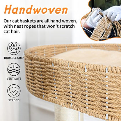 Large Wooden Cat Tree with Scratching Posts, Modern Cat Tower & Condo, Handmade Furniture for Multiple Cats, Unique Perch for Climbing & Play