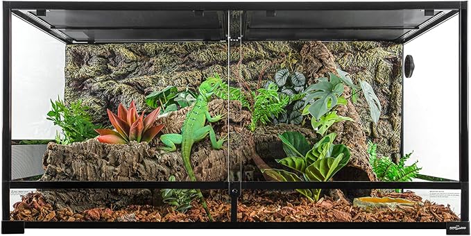 REPTIZOO 120 Gallon Large Reptile Terrarium Tank, 48" x 24" x 24" Front Opening Terrarium Glass Reptile Tank with Screen Ventilation, Supporting Used as 2 Separate Habitats Easy Assembly