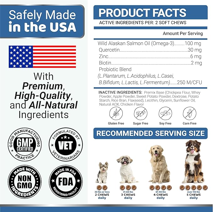 (2 Pack) Omega 3 Fish Oil for Dogs - 170 Chews - Skin and Coat Supplement - Omega 3 for Dogs - Dry & Itchy Skin Relief Treatment - Allergy Support Dog Anti Shedding Treats - Salmon - Chicken Flavor