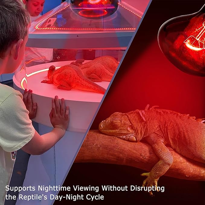 100W UVA Infrared Heat Lamp Bulb, Red Basking Spot Light for Lizard, Leopard Gecko, Turtle, and Chicks, High-Performance Red Heat Emitter for Reptile Tanks, Chicken Brooders & Terrariums