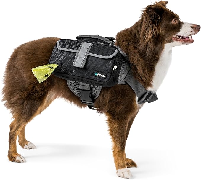 PetAmi Dog Backpack for Medium & Large Dogs, Saddle Bag for Dogs to Wear for Hiking, Pet Backpack Harness Dog Pack with Reflective Side Pockets for Walking Running