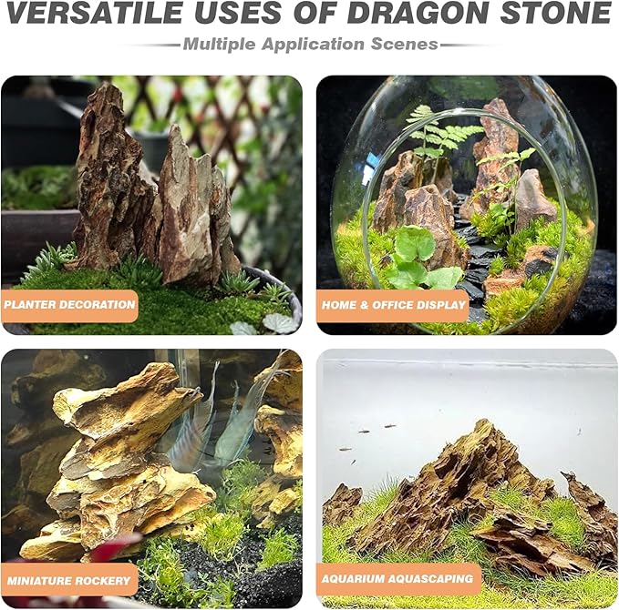 Natural Aquarium Rocks 5LB Dragon Stone Rock Decoration Aquascaping Stone for Aquariums Landscaping Model Fish Tanks Terrariums Vivariums-2-4 inches