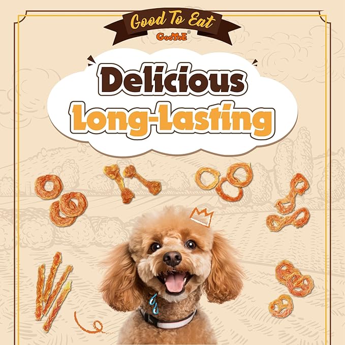 Gootoe Turkey Tendon Dog Treats, Twists (M) 5 oz, USA-Sourced Turkey Tendon, Natural Snack, Premium Puppy Chews, Hypoallergenic, Rawhide-Free, Reseal Value Bags, Size for Medium Dogs