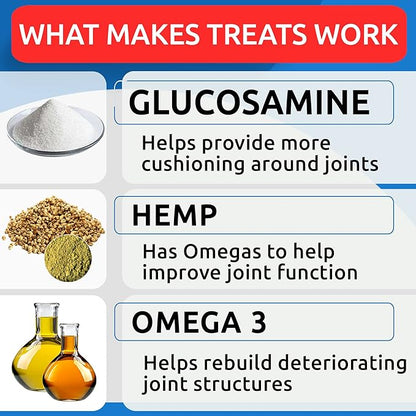 Hemp Chews Dogs Hip Joint Pain Relief - Glucosamine Chondroitin Hemp Treats for Joint Health - Dog Joint Supplement Large Breed & Small - Hemp Oil Pill - Canine Vitamin Treat Old Dog (240Ct/Chicken)