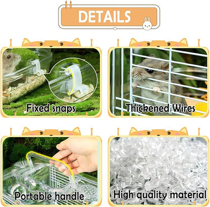 Kathson Small Animal Carry Cage for Hamsters, Gerbils, Mice - Transparent, Portable, Convenient