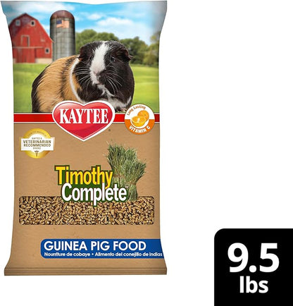 Kaytee Timothy Complete Guinea Pig Food, Made with Timothy Hay, High in Fiber, Supports Dental Health and Digestion, Long-lasting Vitamin C, 9.5 pounds