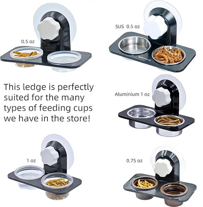 100 Cups + Feeding Ledge Enhanced, Reptile Amphibian Food Bowls and Water Dish, for Crested Gecko Lizard Or Other Small Pet Feeder Ledge Accessories Supplies, with Sustainable Cups