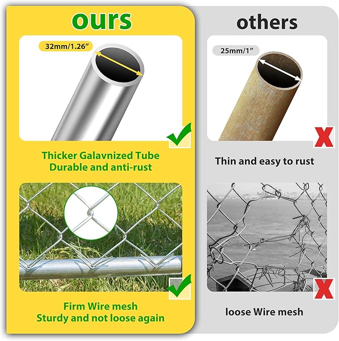 10'x10'x6.56' Large Outdoor Dog Kennel with Roof, Heavy Duty Outside Dog Run Enclosure Dog Pen House Pet Playpen with Galvanized Chain Link, Lockable Door, Waterproof Cover, for Small and Large Dogs