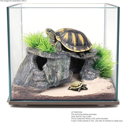 Premium Small Fish Tank Decorations, Reptile Tank Accessories, Turtle Tank Accessories, Natural Reptile Hide for Bearded Dragon, Professional Turtle Basking Platform (Small)