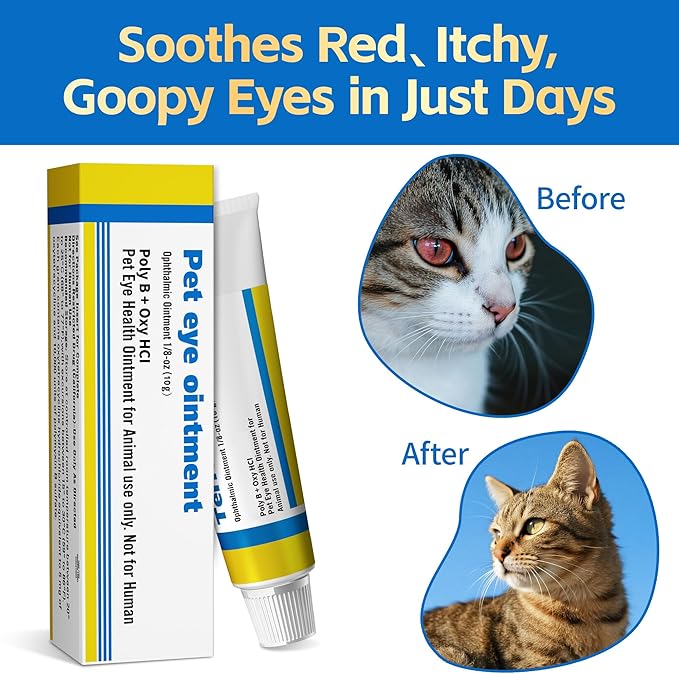 Pet Eye Health Ointment for Dogs, Cats, Cattle, Sheep, Horses, Birds and Puppies, Kitten - 1 Tube 0.35 oz /10g