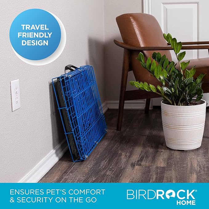 Internet's Best Double Door Steel Crates Collapsible and Foldable Wire Dog Kennel, 24 Inch (Small), Blue