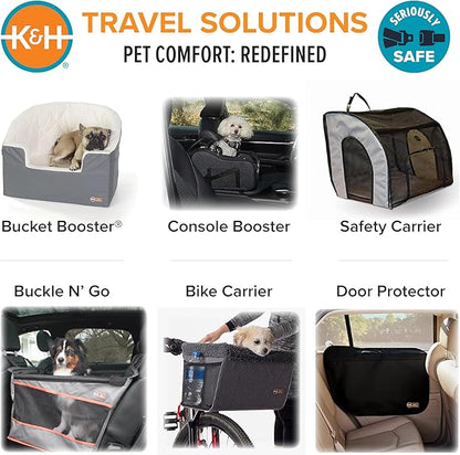 K&H Pet Products Enclosed Dog Cat Car Seat, Travel Safety Carrier for Pets, Dog Travel Car Seat, Soft-Sided Covered Cat Carrier, Washable Pad, Multiple Entrances, Mesh Windows - Small 17 X 16 X 15in