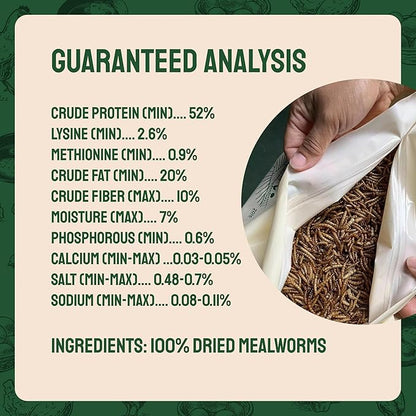 Dried Mealworms - 2 Lb Bag - High Protein Chicken Feed, Mealworms for Birds & Chickens - Meal Worms for Wild Birds & Turtles