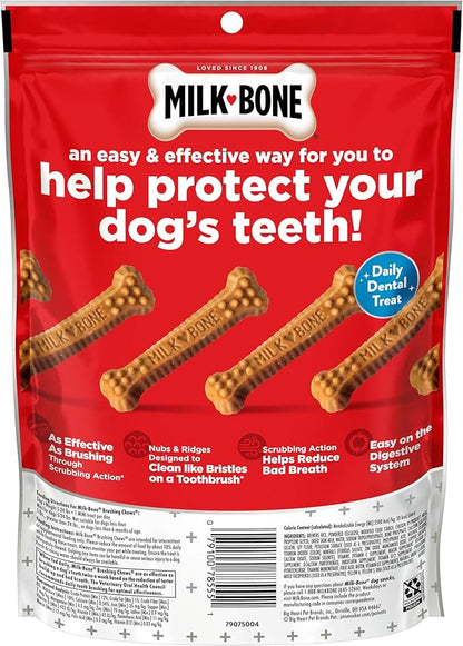 Milk-Bone Original Brushing Chews, 18 Mini Daily Dental Dog Treats (Pack of 5) Scrubbing Action Helps Clean Teeth