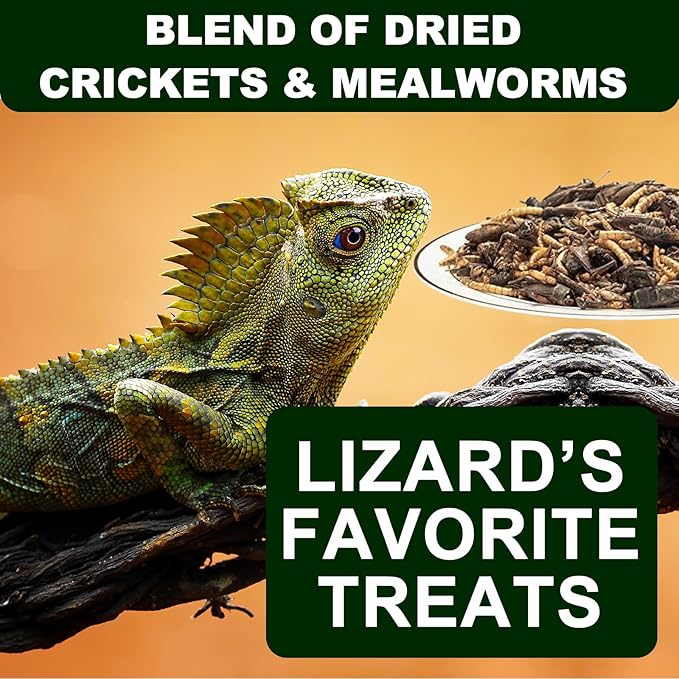Amzey Appetizing Mealworms with Natural Dried Crickets (8oz) All Natural 100% Non-GMO, Food for Breaded Dragons, Chicken, Fish, Ducks, Wild Birds, Turtles, Hedgehogs