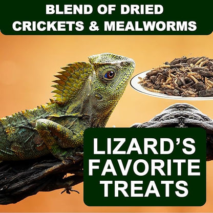 Amzey Appetizing Mealworms with Natural Dried Crickets (8oz) All Natural 100% Non-GMO, Food for Breaded Dragons, Chicken, Fish, Ducks, Wild Birds, Turtles, Hedgehogs
