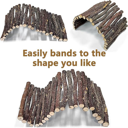 Hamiledyi 2pcs Large Reptile Hides Bearded Dragon Hide Bendable Climbing Bridge Wood Tunnel Tortoise Hut Lizard Hiding Cave for Snake Turtle Gecko Chameleon (15.8" x 7.9")