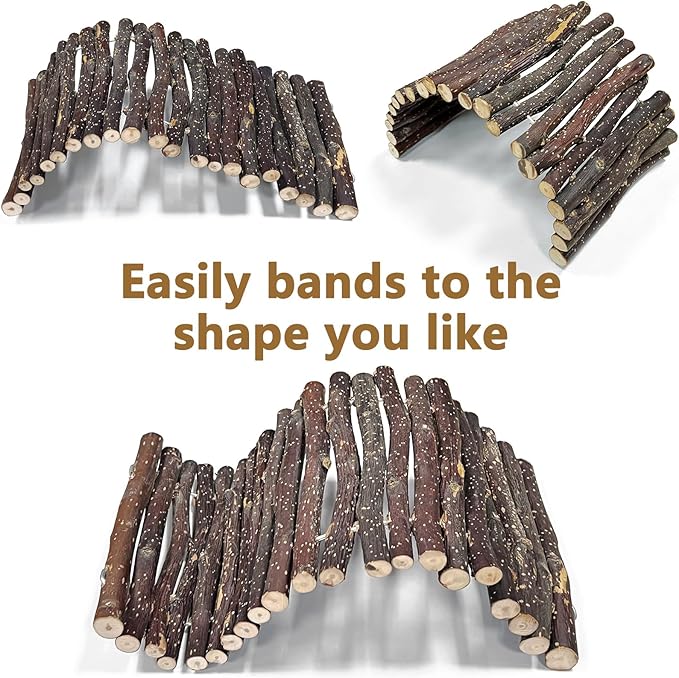 Hamiledyi 3pcs Wooden Reptile Hide Leopard Gecko Wood Hideout Bendable Climbing Tunnel Turtle Hut Snake Hiding Cave for Tortoise Lizard Frog Small Animals (11.8" x 5.9")