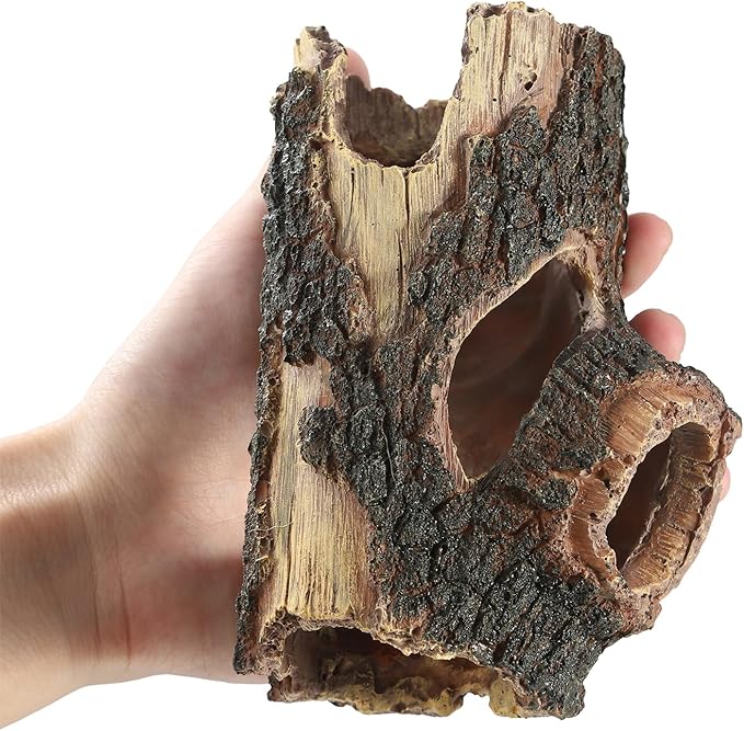 IBWell Aquarium Wood Fish Tank Decorations，Resin Fake Logs Terrarium DÉCor, Reptile Hide Aquarium Hideout for Fish Cave, Small Turtles, to 20 Gallon Tank
