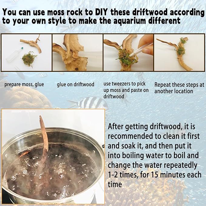 Hamiledyi 6PCS Aquarium Driftwood 6-8in Natural Spider Wood Branches Reptiles Aquarium Fish Tank Decoration Assorted