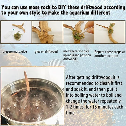 Hamiledyi 6PCS Aquarium Driftwood 6-8in Natural Spider Wood Branches Reptiles Aquarium Fish Tank Decoration Assorted