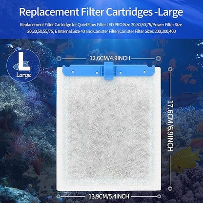 10 Pack Large Replacement Filter Cartridges Compatible for Aqueon QuietFlow Power Filter Size 20,30,50,55/75