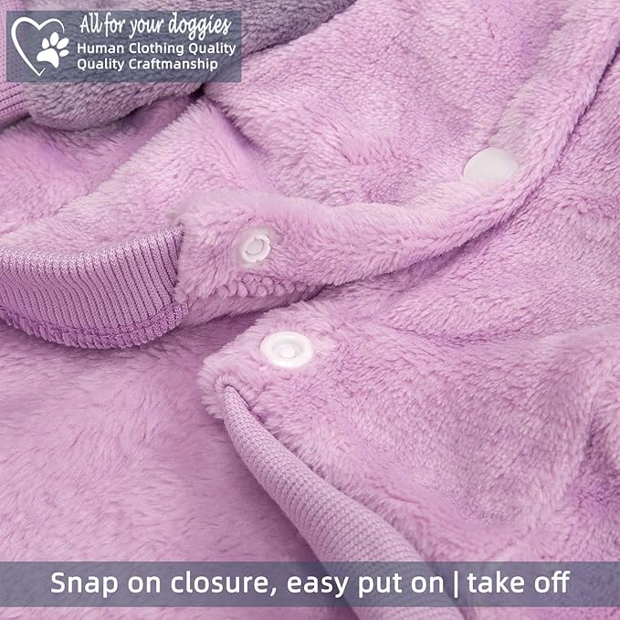 FabriCastle Dog Hoodie Sweater for Small Dogs Boy and Girl, Small Dog Clothes XS XXS Puppy Sweatshirt, Pet Outfit, Cat Clothing Super Soft Warm Snap On Closure (Lavender-Purple, X-Large)