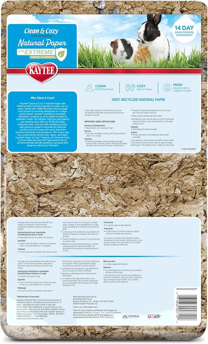Kaytee Clean & Cozy Natural Paper with Extreme Odor Control Bedding, Made with 100% Recycled Paper