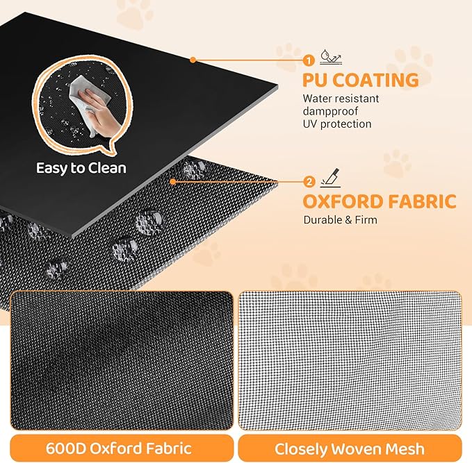 KingCamp Dog Tent, Large Portable Outdoor Indoor Dog House with 600D Oxford Fabric & Dual Layer for Medium Large Dogs, Black, 39.4" x 39.4" x 35.4"