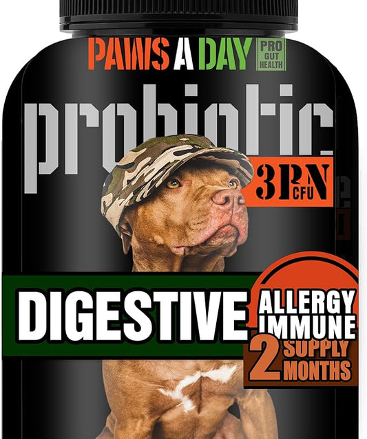 Army Soldier Owned Dog Probiotics for Yeast, Itchy Skin & Itchy Ears, Dog Allergy Relief, Digestive Health, Occasional Diarrhea & Immune Support, 3 Billion CFU, 60 Yummy Chewables