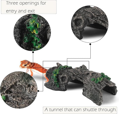 IBWell Aquarium Wood Fish Tank Decorations，Resin Fake Logs Terrarium DÉCor, Reptile Hide Aquarium Hideout for Fish Cave, Small Turtles, to 20 Gallon Tank