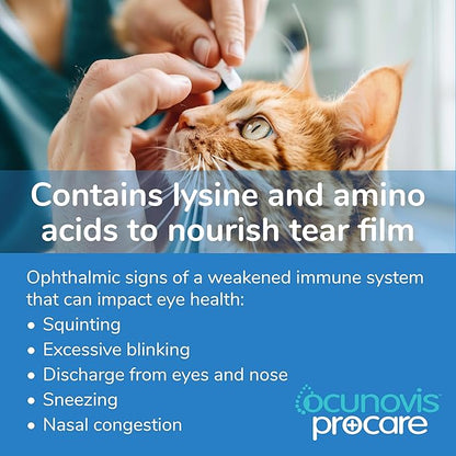 Sentrx - Ocunovis ProCare Gel Eye Drops for Dogs and Cats, Hydrating Cat and Dog Eye Drops with Hyaluronic Acid, Lysine, and Amino Acids, Preservative-Free and Antibiotic-Free, 5 ml
