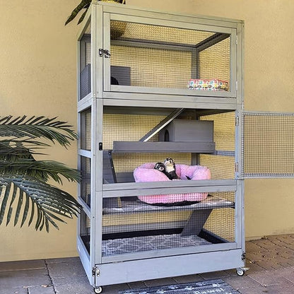 Deluxe Chinchilla Cage Critter Nation, Homes for Pets Small Animal Cage for Adult Rats, Rolling Ferret Habitat Indoor-4 Levels