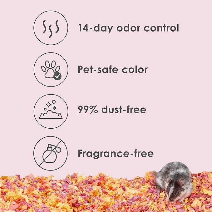 Kaytee Clean & Cozy Colors, Small Animal Bedding with Extreme Odor Control, Sunset 49.2 Liters