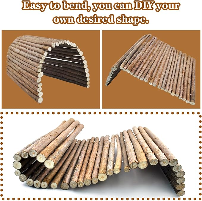 kathson Reptile Wooden Bridge,Bearded Dragon Hammock Decor Wood Reptile Hideout Hut Terrarium Hanging Plants Climbing Accessories Reptiles Hide Caves for Snake Gecko Lizard Tortoise (3 Pcs)