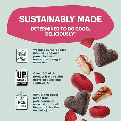 Shameless Pets Soft-Baked Dog Treats, Duck Duck Beet - Natural & Healthy Dog Chews for Digestive Support with Fiber - Dog Biscuits Baked & Made in USA, Free from Grain, Corn & Soy - 1-Pack