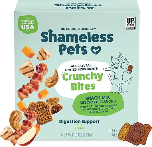 Shameless Pets Crunchy Dog Treats - Snack Mix Variety, 10oz - Healthy Dog Biscuits & Cookies Treats for Small, Medium, and Large Dogs - Made in The USA - Free from Corn & Soy