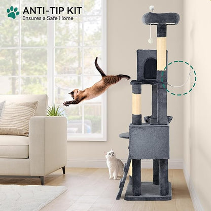 YITAHOME 70.8in Cat Tree Tower for Indoor Cats: Multi-Level Kittens Pet Play House Condo Furniture Activity Center with Scratching Posts Stand Dark Grey
