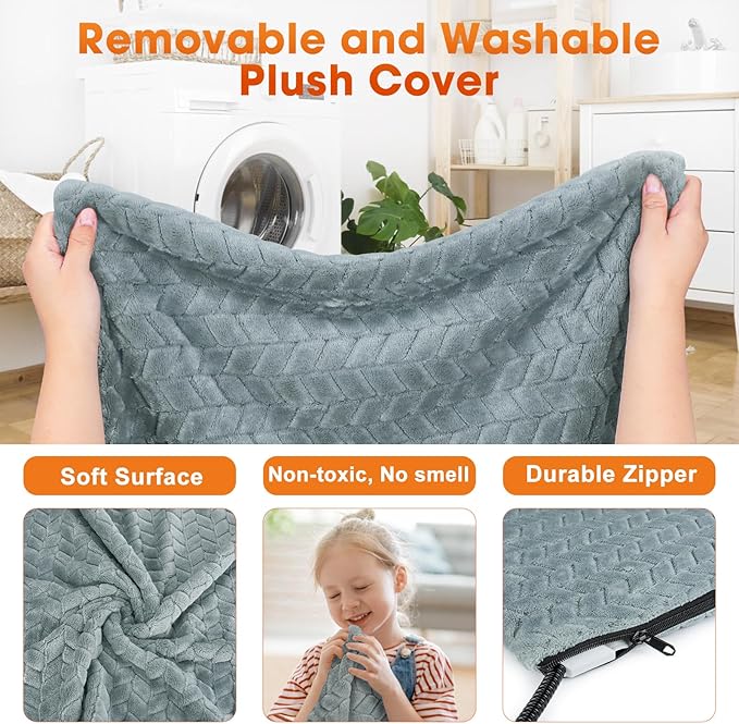 GASUR Pet Heating Pad, Waterproof Electric Dog Cat Heat Pad with Timer, Temperature Adjustable Heated Cat Bed for Winter, Auto Power-Off, Anti-bite Heated Pad for Dogs Cats -28''x16'', Medium