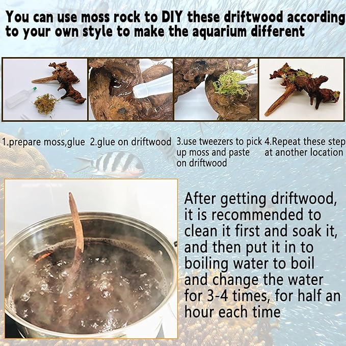 Hamiledyi Aquarium Driftwood 3PCS Natural Trunk Driftwood Assorted Branches 8-12" Reptile Wood Decor Terrarium Ornament Fish Tank Decoration