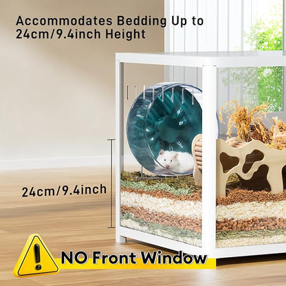 BUCATSTATE Hamster Cage Metal 2.0 - Small Animal Habitats Large Stackable with Top Access Easy Assemble 39.3L*19.7W*20.6H Inches (White, NO Front Window)