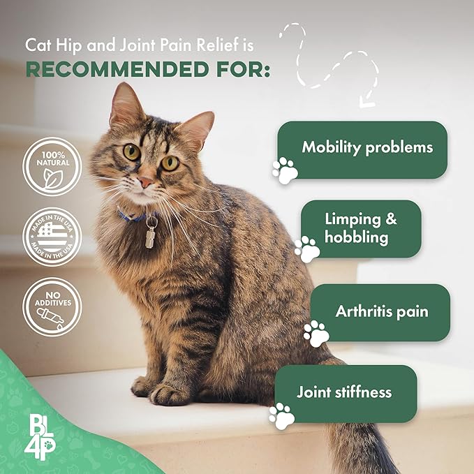 Cat Hip and Joint Support Supplement, Natural Mobility Aid with Plant-Based Ingredients, Comfort for Stiffness & Flexibility, Tiny Neutral-Taste Pills Mix or Dissolve, Cat Joint Supplement (400 Pills)