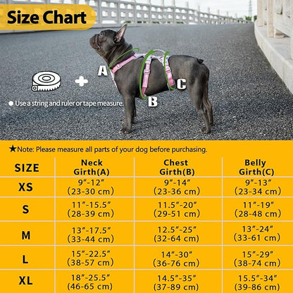 Escape Proof Dog Harness, No Pull Reflective Harness with Lift Handle, Adjustable Pet Vest with Front and Back Leash Clips for Small Medium Large Dogs Walking Hiking Training (Pink,XL)