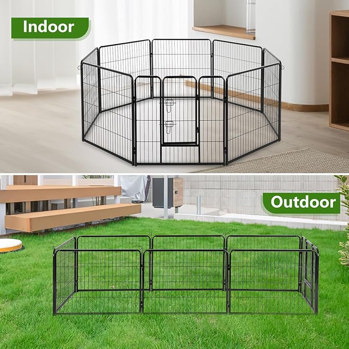 BestPet | Dog Playpen | 40 Inch, 8 Panels | Heavy Duty Metal Pet Exercise Pen | Indoor Outdoor Fence Panels | Rust-Resistant, Removable, Tool-Free Setup | Anti-Skid, Expandable Design