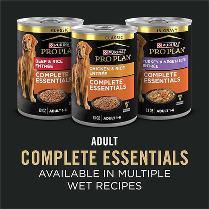 Purina Pro Plan Complete Essentials Shredded Blend Beef and Rice Dog Food Dry Formula with Probiotics for Dogs - 47 lb. Bag