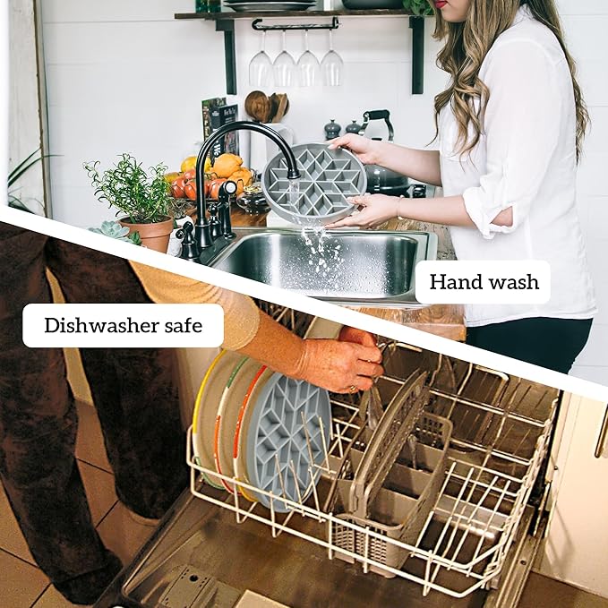 OHMO Slow Feeder Dog Bowls(Camo Green, 7.3") for Medium Small Large Breeds,Non-Slip Slow Feeder Cat Bowl with Suction Cup, Durable Food-Grade Silicone, Anti-Chocking and Anti-Bloat